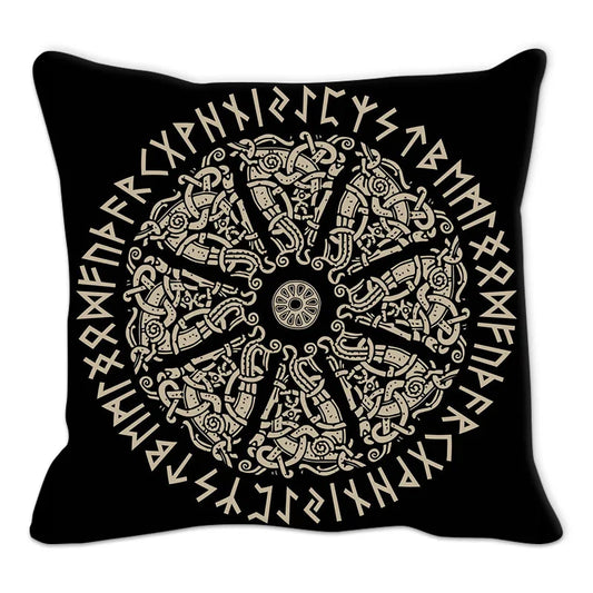 Rune-Woven Spiral Pillow