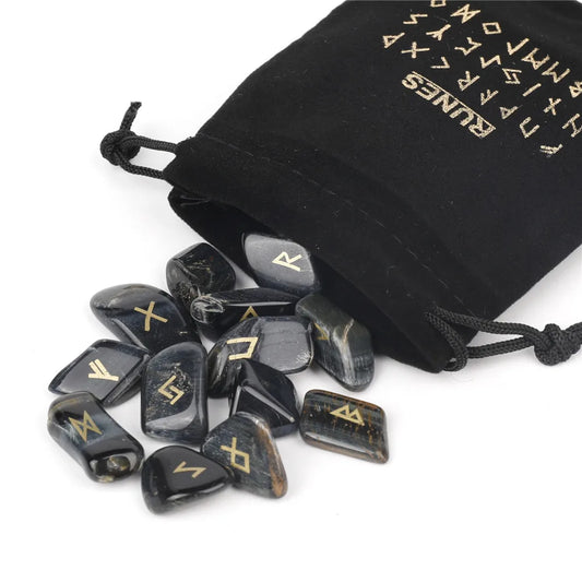 25pcs Natural Rune Stones - Black Weathered